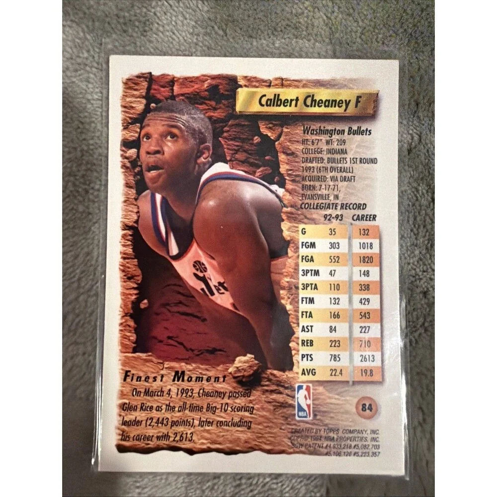 1993-94 Topps Finest - Calbert Cheaney #84 (RC)